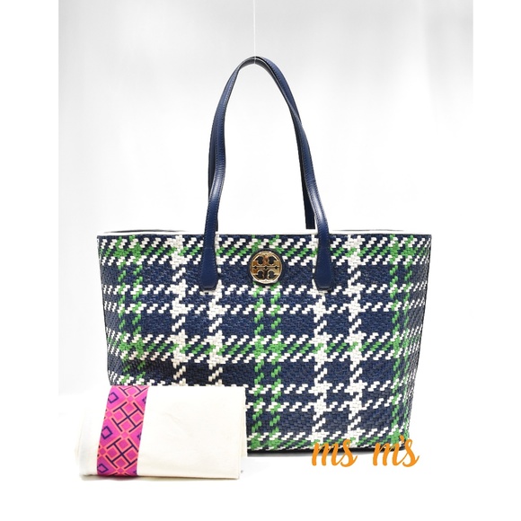 tory burch woven tote